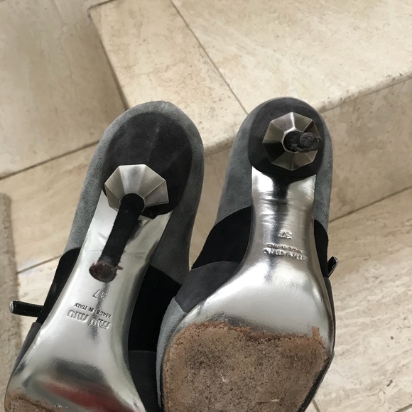 Miu Miu Grey & Black Tri color Embellished Heel - Picture 6 of 6